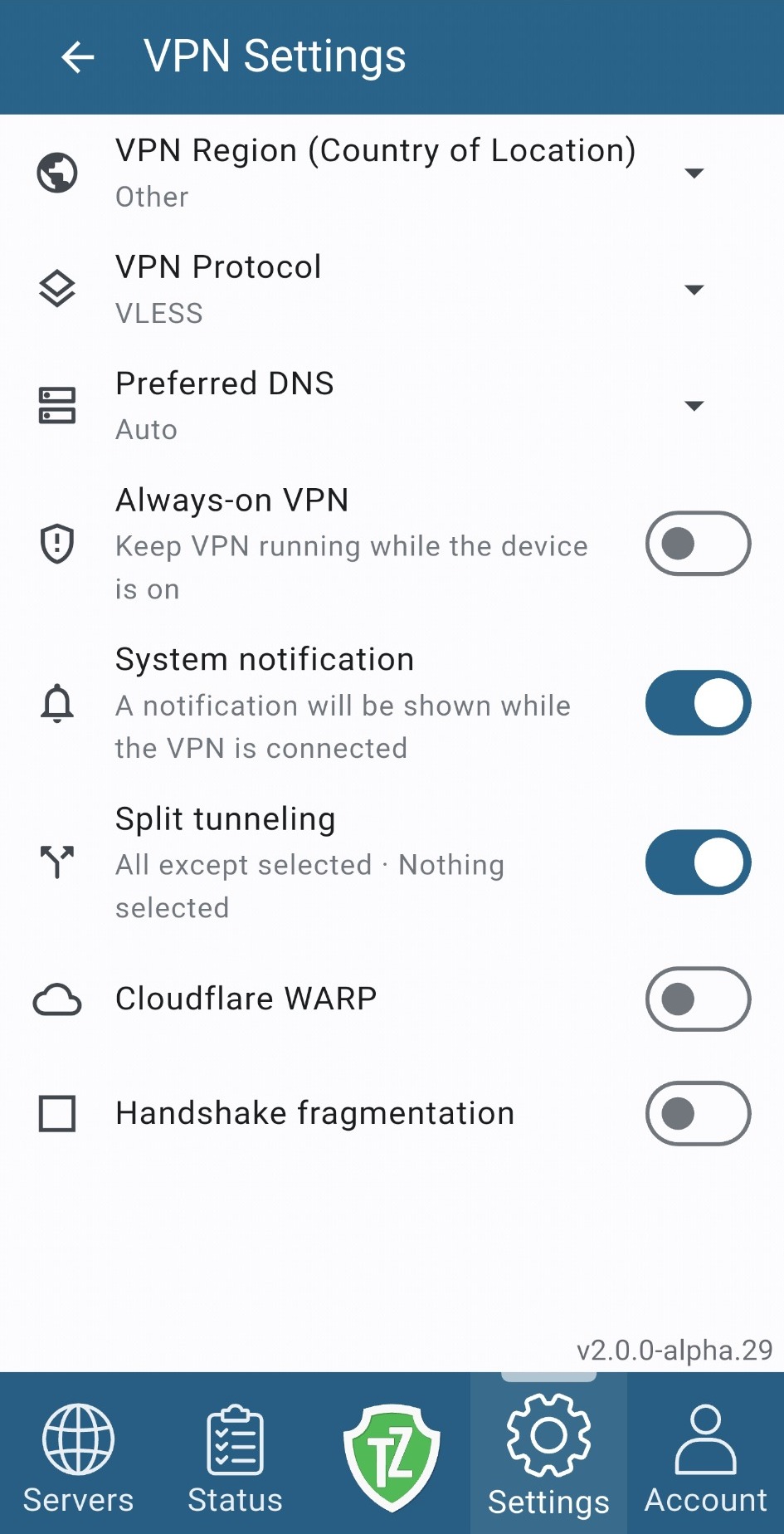 Trust.Zone VPN V2: advanced settings