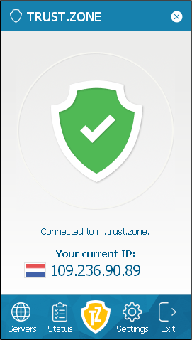 Приложение Trust.Zone VPN подключено